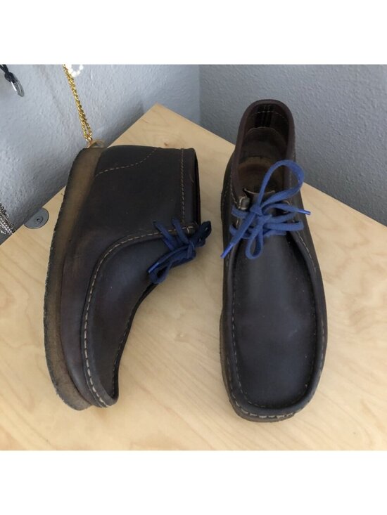 Clarks Originals Brown Waxed Leather Wallabee Boots Mens US 9 Women US 10.5 MINT main image 8